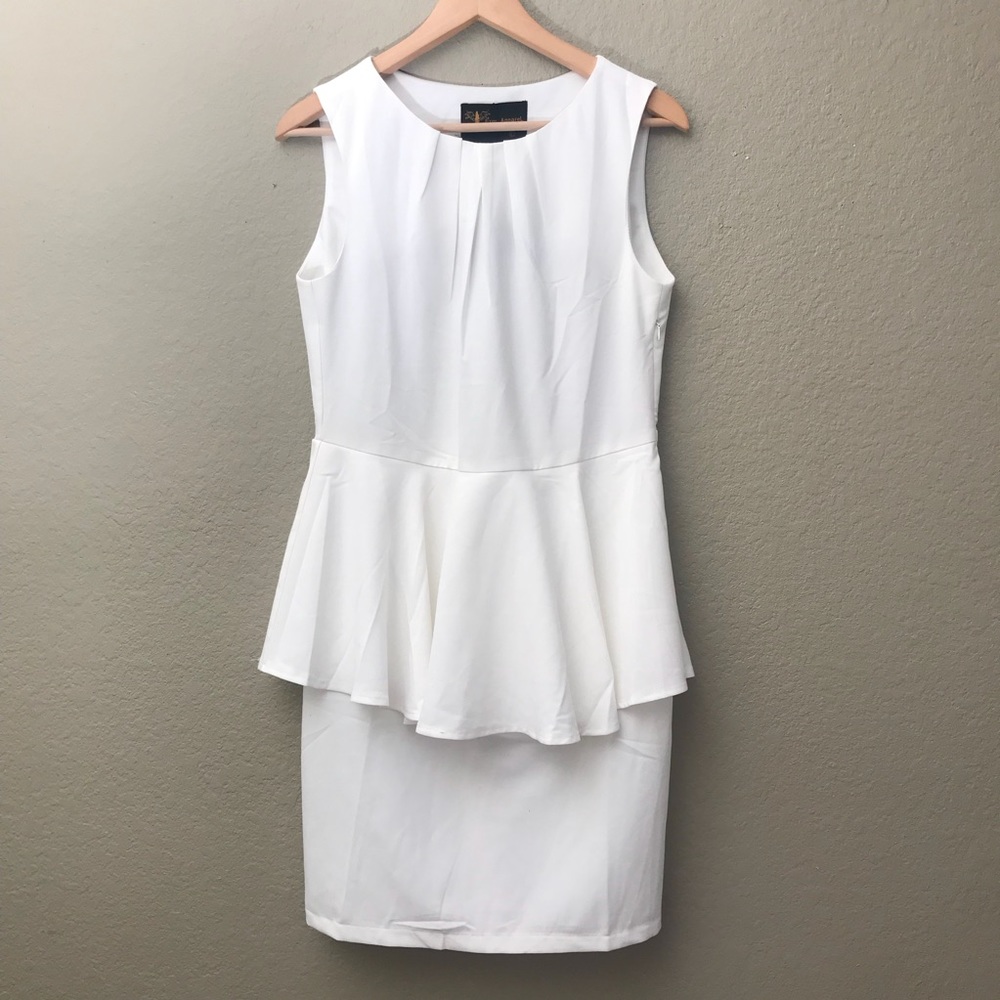 NWT White Sleeveless Peplum Dress Size L